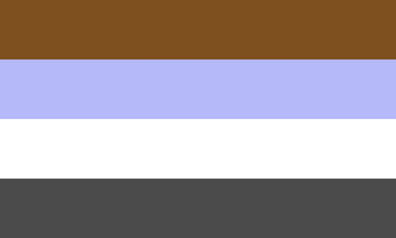 Four horizontal stripes: brown, light blue, white, dark grey.