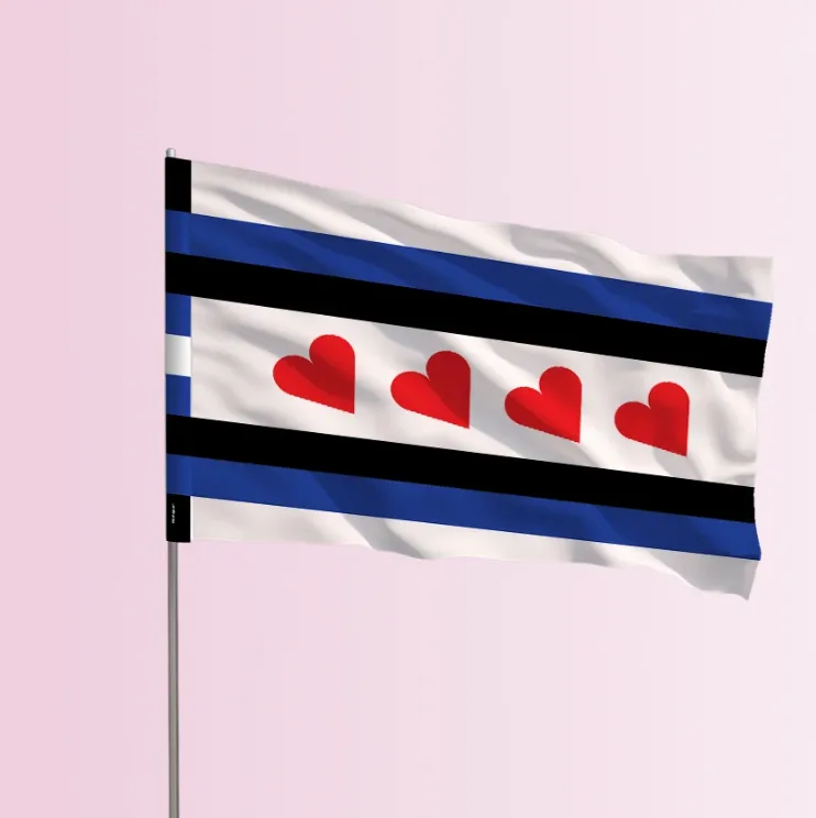 The Chicago Leather Pride flag on a flagpole, the seller's product mockup.