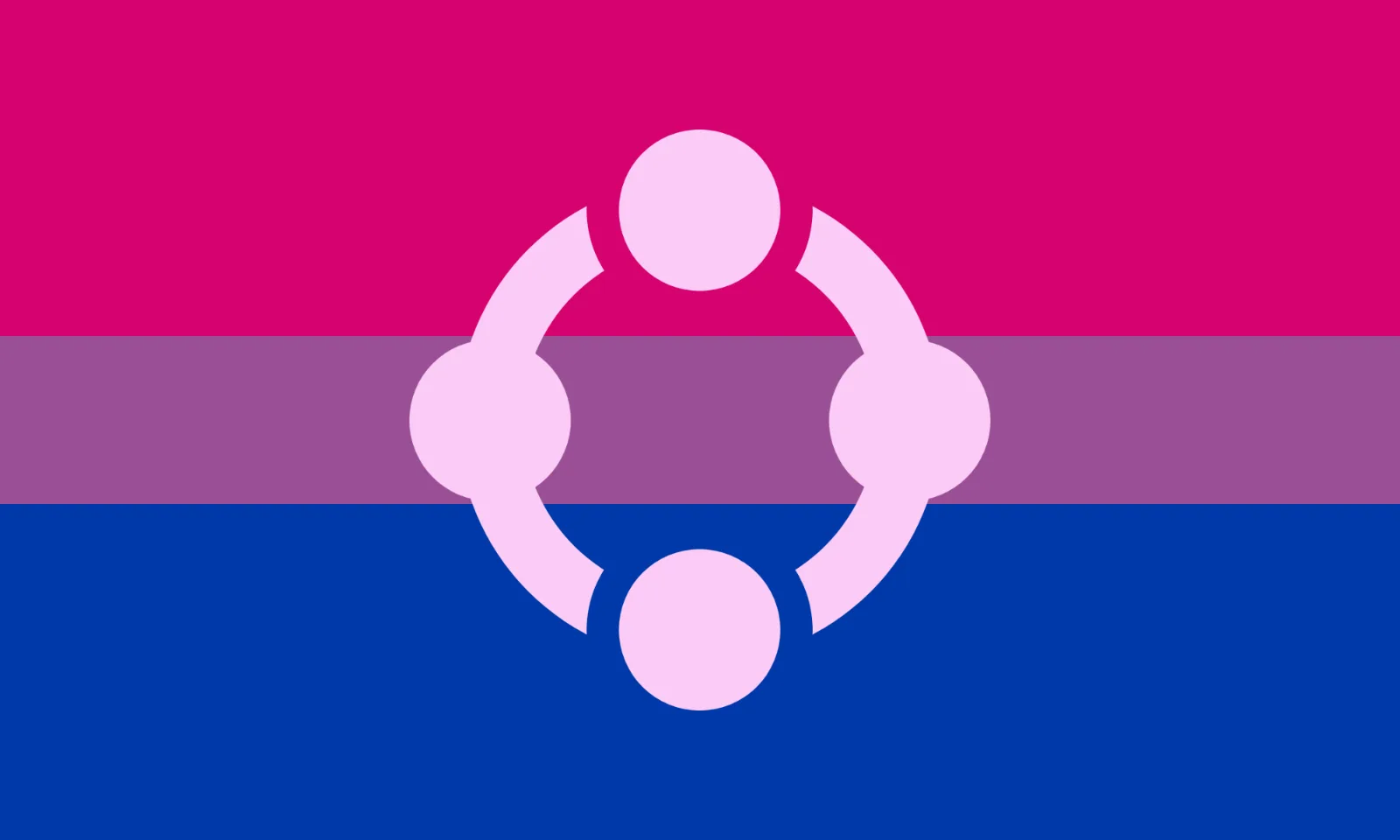 The symbol on the pink, purple and blue bisexual pride field.