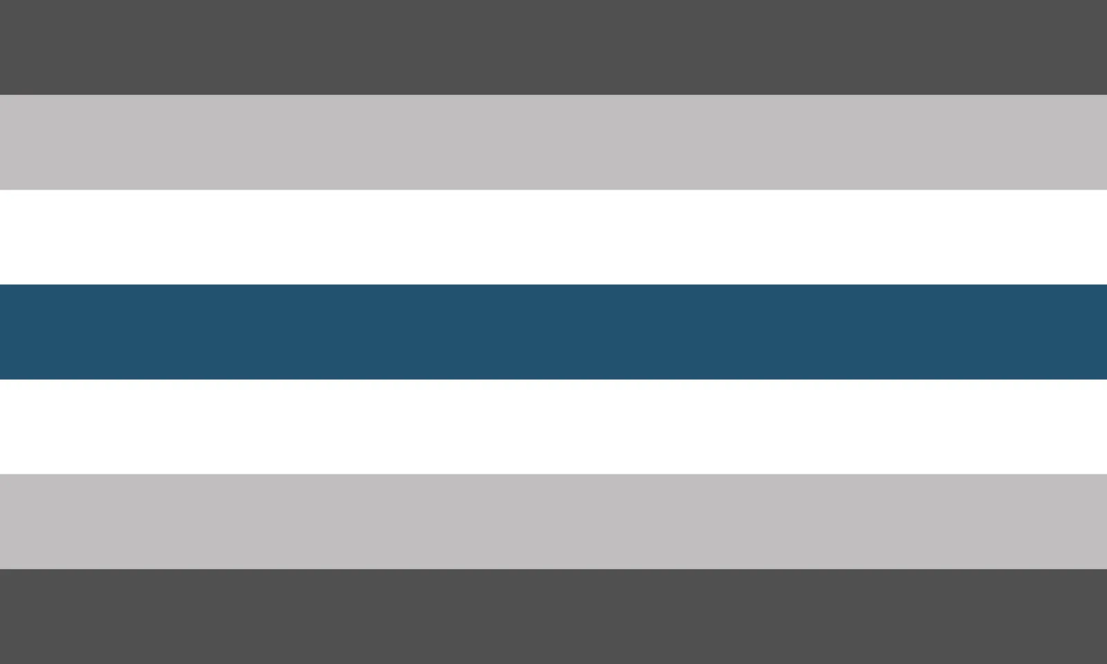 The 2018 seven-stripe graygender alternative: dark gray, light gray, white, muted blue, white, light gray, dark gray