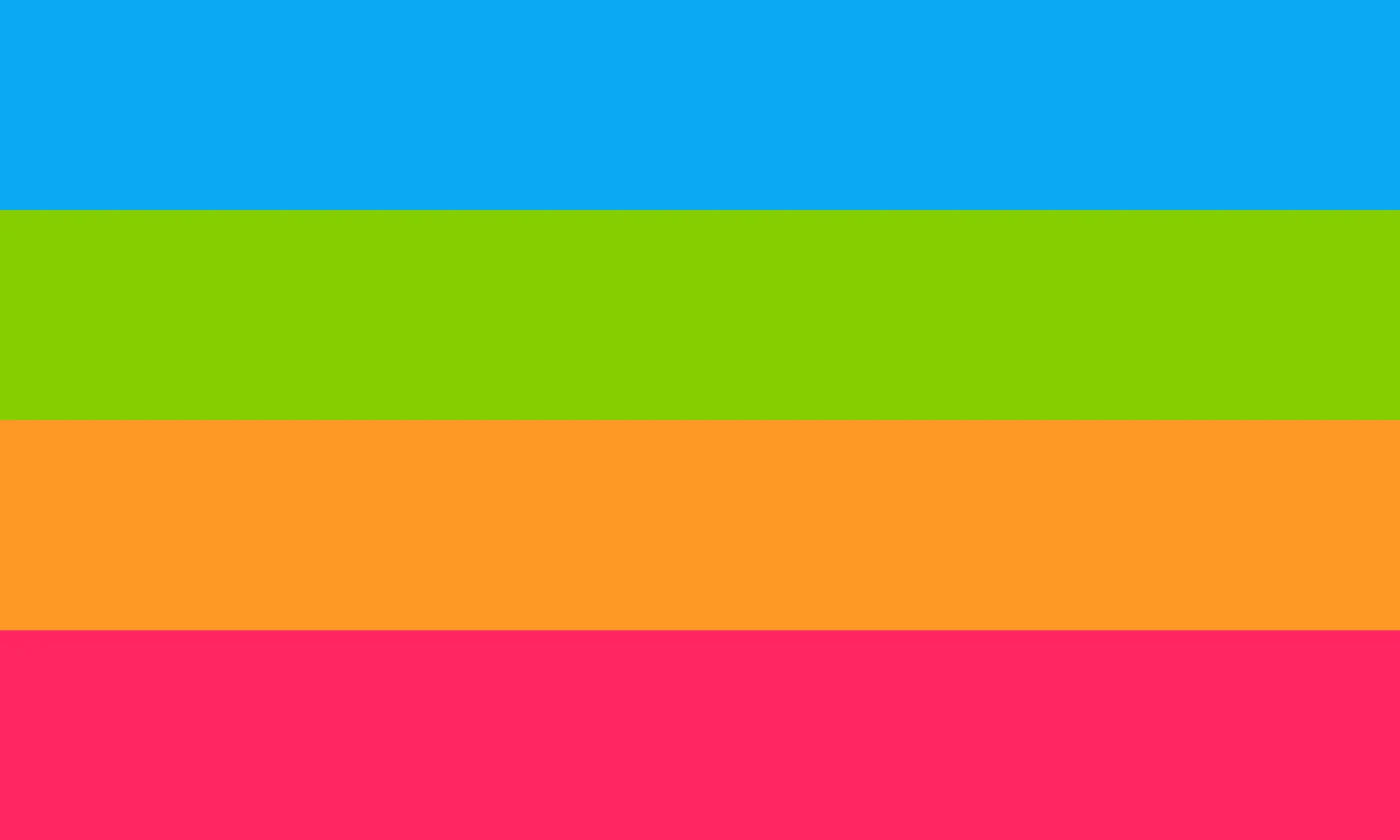 Four equal horizontal bands of blue, green, orange and red.