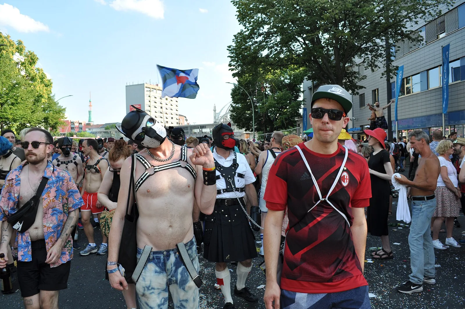 A Puppy Pride Flag at Christopher Street Day in Berlin.