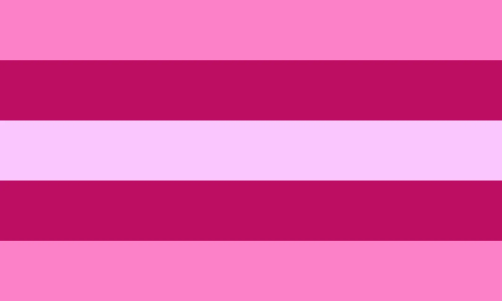 Five horizontal stripes: five stripes in pink, dark pink and light pink, an alternate transfeminine design.