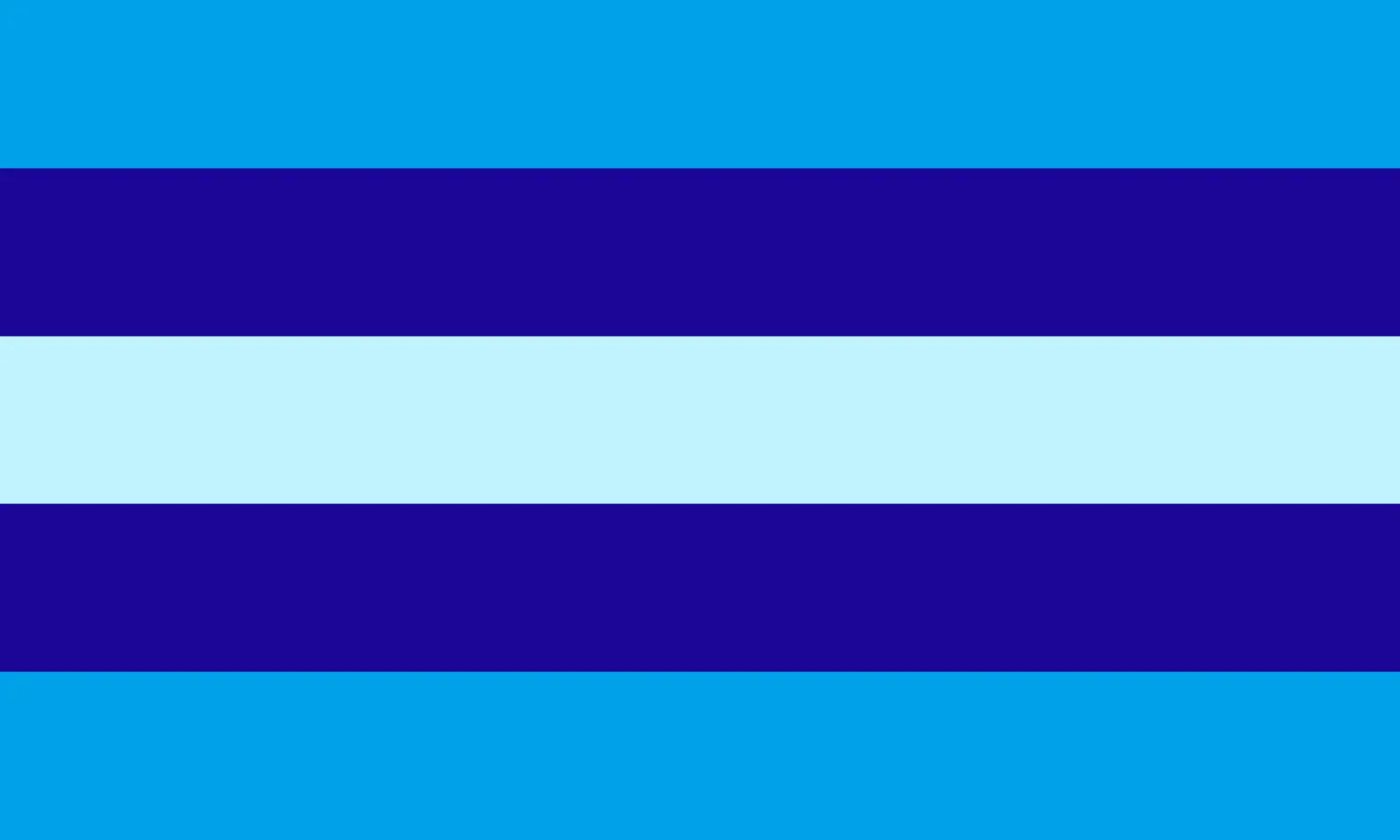 Five horizontal stripes: five stripes in blue, indigo and powder blue, an alternate transmasculine design.