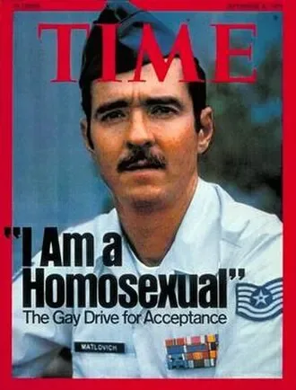 The September 8, 1975 cover of Time: Leonard Matlovich in Air Force uniform beside the headline 'I Am a Homosexual — The Gay Drive for Acceptance.'