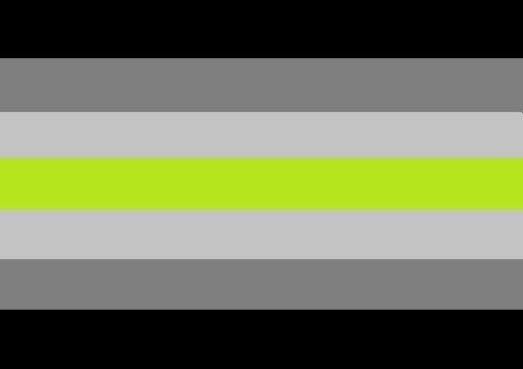 The darker first proposal of the agender flag.