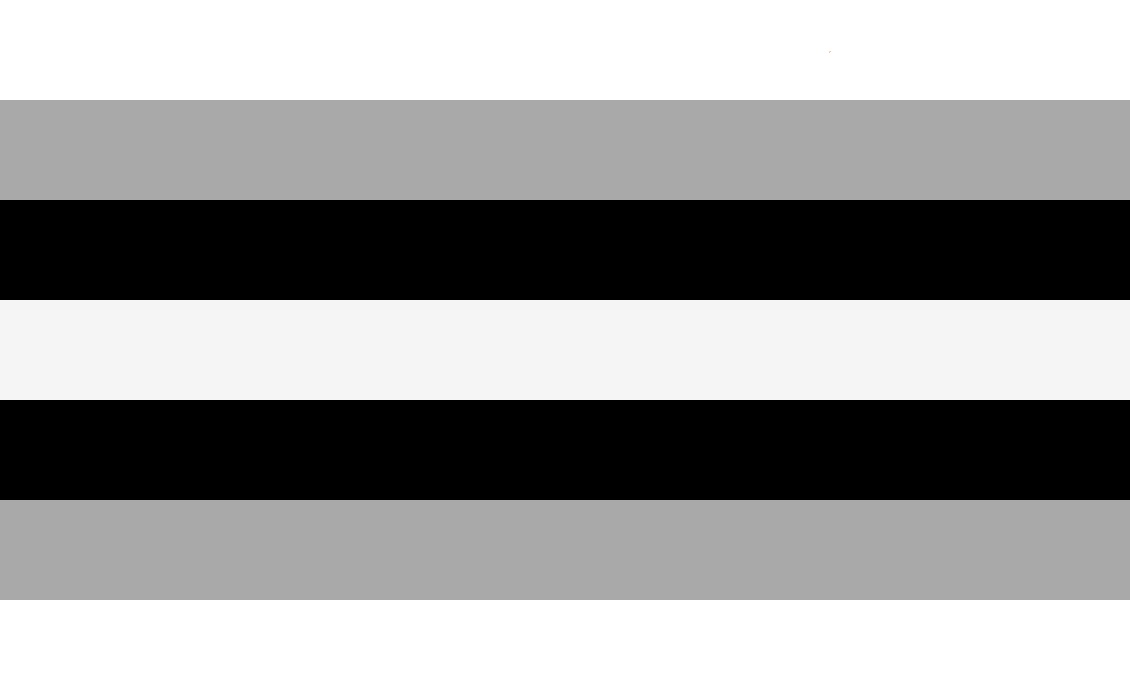 Seven horizontal stripes symmetrical about the centre: white, dark grey, black, a near-white centre, black, dark grey, white.