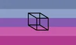 The same five stripes charged with a wire-frame cube in the centre.