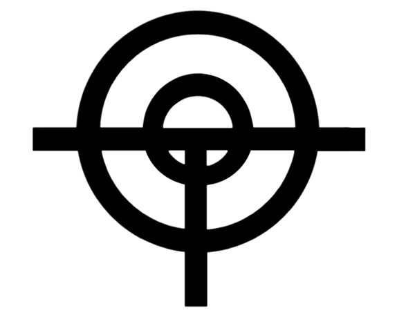 An alternate aporagender symbol: concentric circles crossed by a horizontal bar, with a stem descending like a Venus symbol.