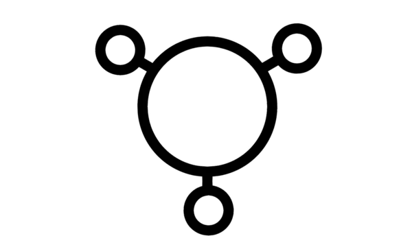 The aporagender symbol: a circle with three smaller circles branching from it at even angles.
