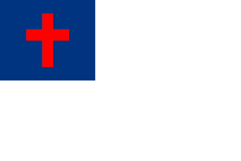 The Christian Flag: a white field with a blue canton charged with a red Latin cross.
