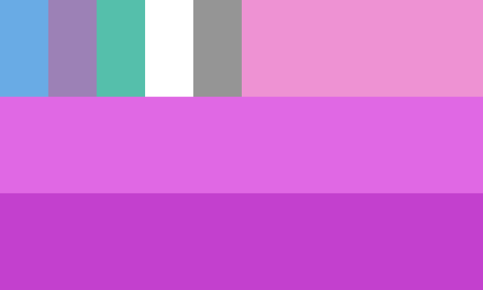 The three-band, five-bar-canton girlflux flag as reproduced by pride-color-schemes.