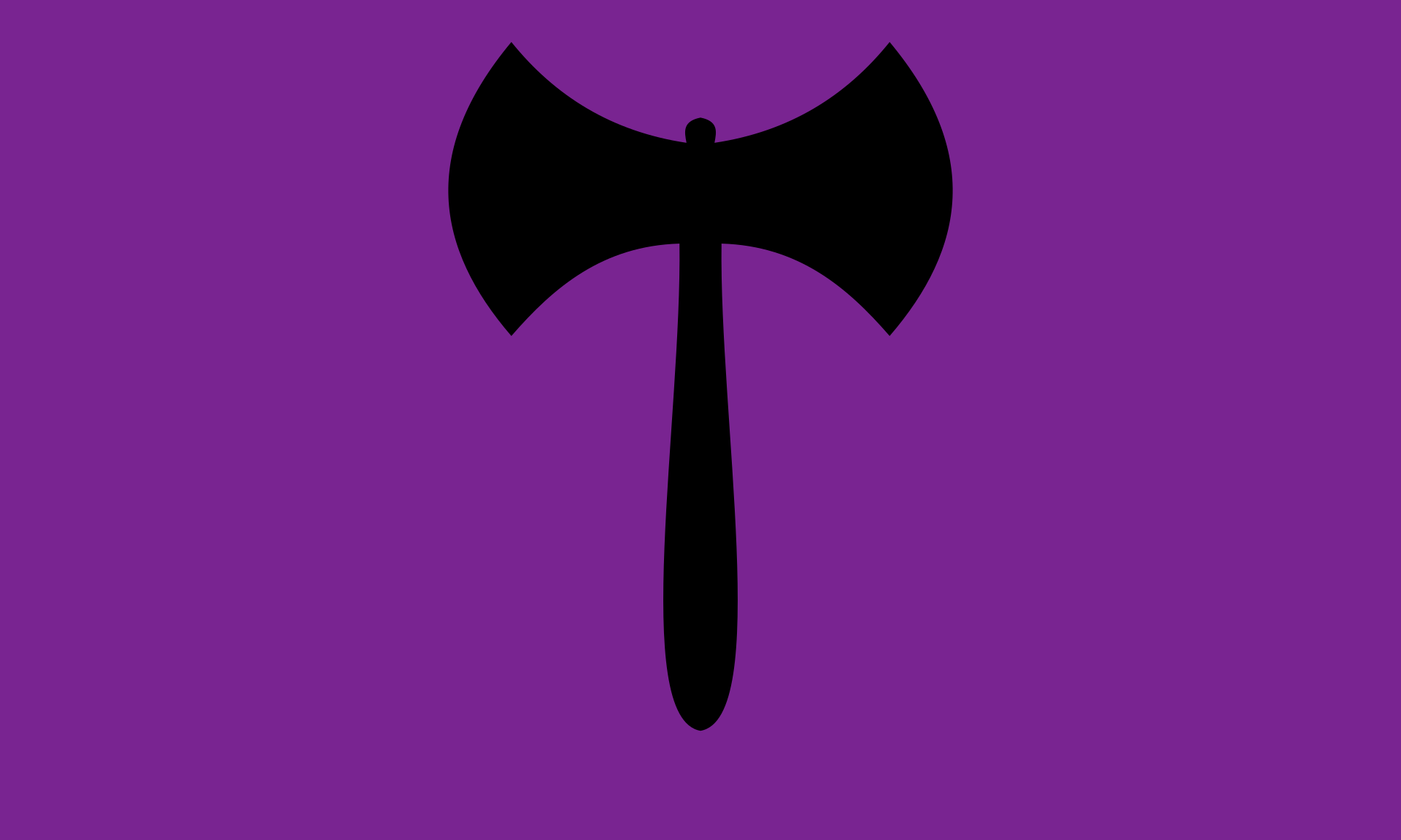 A violet flag carrying a white double-headed axe alone, with no triangle behind it.
