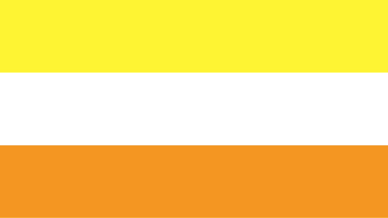 The creator-published maverique flag image: three equal horizontal stripes, yellow, white, and orange.