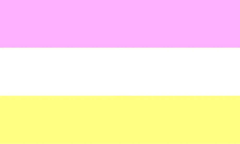 Three equal horizontal stripes, pale pink, white and pale yellow, with no symbol.