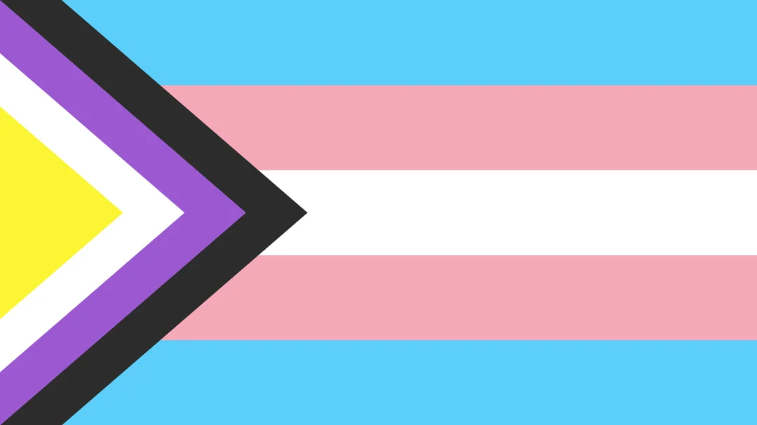 Nonbinary Trans Flag (cirrus42 2026): trans flag background with nonbinary chevron