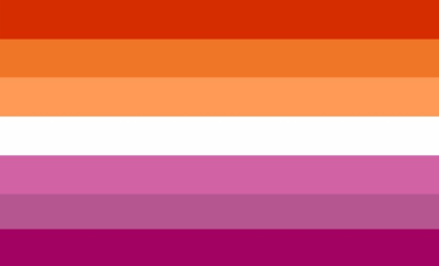 A 400 by 242 rendering of the seven-band lesbian flag.